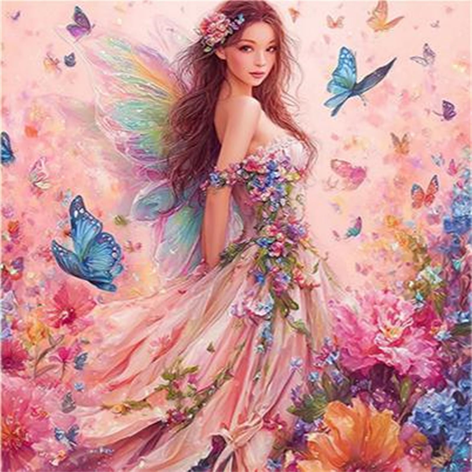 Girl Full 11CT DIY Stamped Needlework Embroidery Kit 45x45cm Printed Cross-Stitch Kits Embroidery Needlepoint Starter Kits for Adults Home Decor