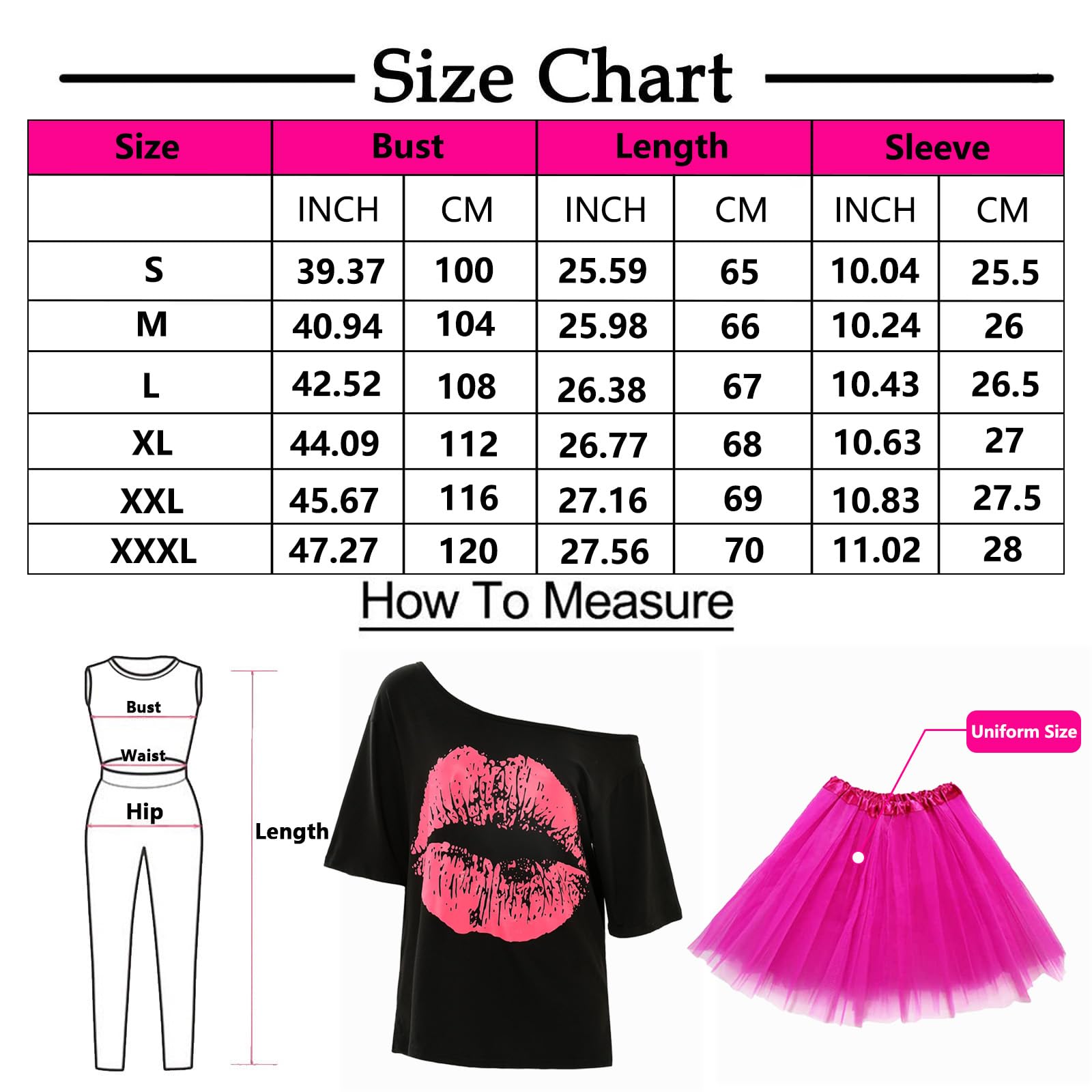 XCMVCN 80s & 90s Outfit Women, Costume 80s Women's for Fancy Dress and Theme Party Neon Accessories Theme Party - XXL - Image 2