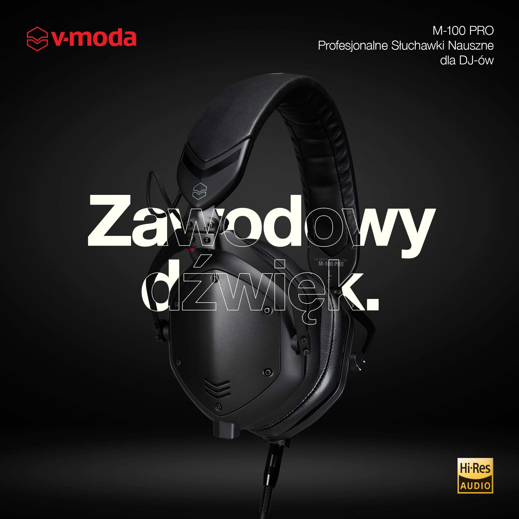 V-MODA M-100 PRO | Profesjonalne Słuchawki Nauszne dla DJ-ów | Stworzone dla Profesjonalnych DJ-ów i Muzyki Opartej na Rytmie | Doskonała Izolacja Dźwięku | Słuchanie Jednym Uchem