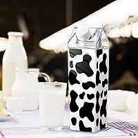 Vista 7 de Whaline Paquete de 2 botellas de agua de cartón de leche con estampado de vaca, botellas de leche de plástico transparente de 17 onzas, botella
