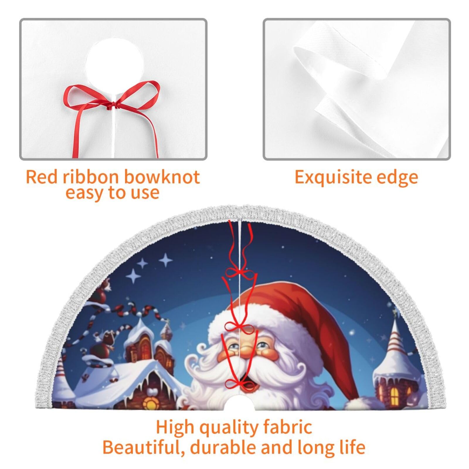 Gonna per albero di Natale con nappa, 122 cm, in legno