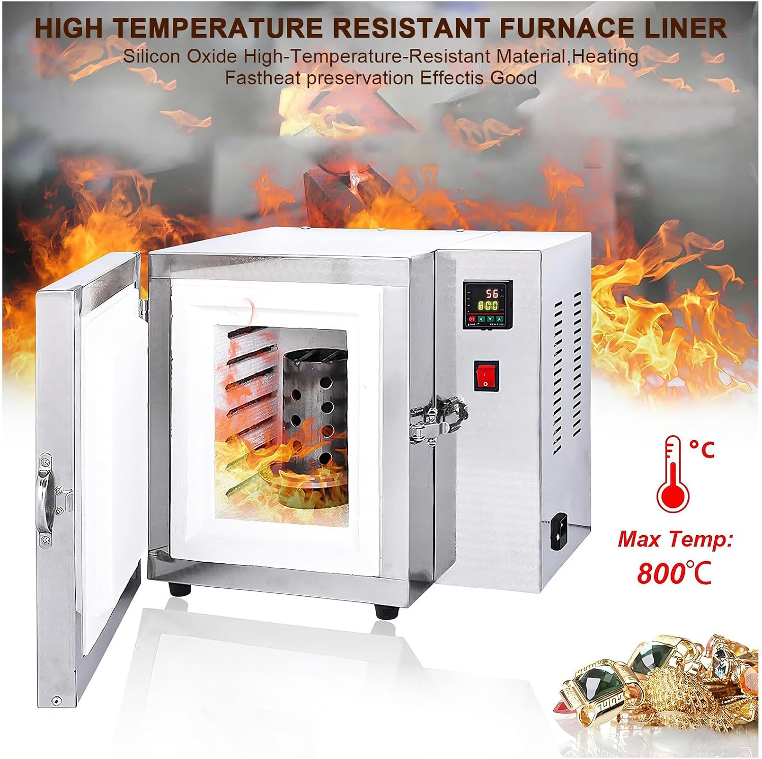Temperature Controller Jewelry Casting Burnout Furnace Oven Kiln Machine, 1150℃ Electric Ceramic Laboratory Muffle Furnace, for Dewaxing Annealing & Heat Treatment