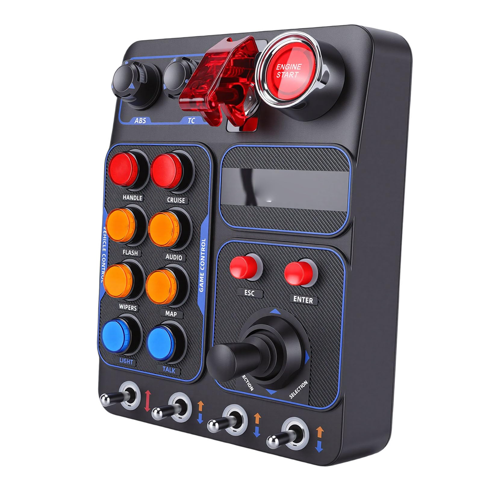 Symulator Race Control Box RGB Wielofunkcyjna Skrzynka Sterownicza z Klawiszami Panel Sterowania RGB Racing Box 30 Programowalnych Klawiszy 19 Przycisków z 7 Kolorowymi