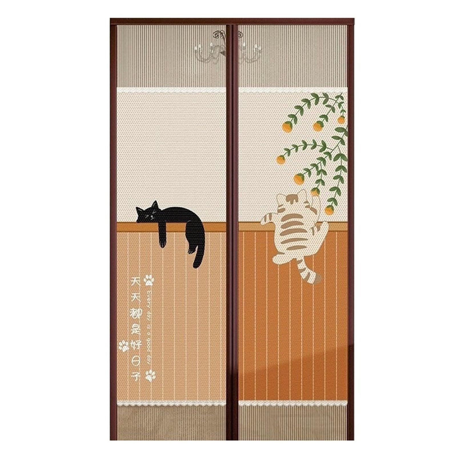 Moustiquaire porte magnétique 100 * 215cm rideau de protection avec aimants de fermeture cat