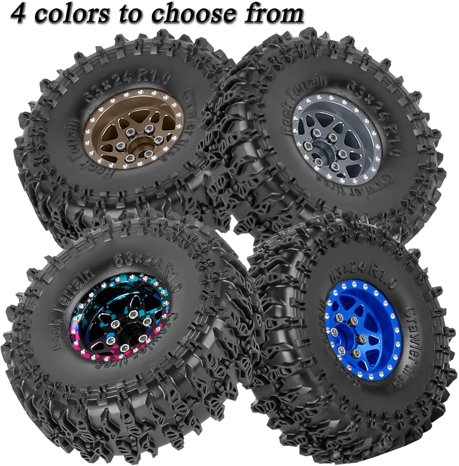 for SCX24 TRX4M 1/24 1/18 RC Crawler Car,Aluminum 1.0" Beadlock Wheel Tires Wheel Hub Wheels Rim 4PCS 1.0in Beadlock Wheel Rims Heavy Duty Rim,Navy Blue