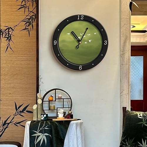 Miniatura 4 de Reloj de pared verde, reloj de pared silencioso reloj redondo decorativo, reloj de cocina para sala de estar, baño, decoración de oficina escolar