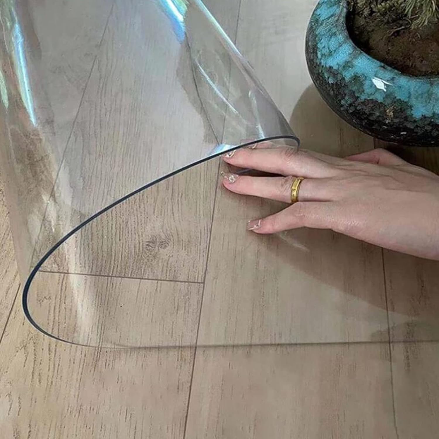Transparent Chair Mat Transparent PVC Floor Protection Pad Door Mat for Hard Wood/Tile Floor, Extra Long Plastic Hallway Carpet Protector, Door Mats, Can Be Cut,1.5mm-95x135cm/37.4x53.1in