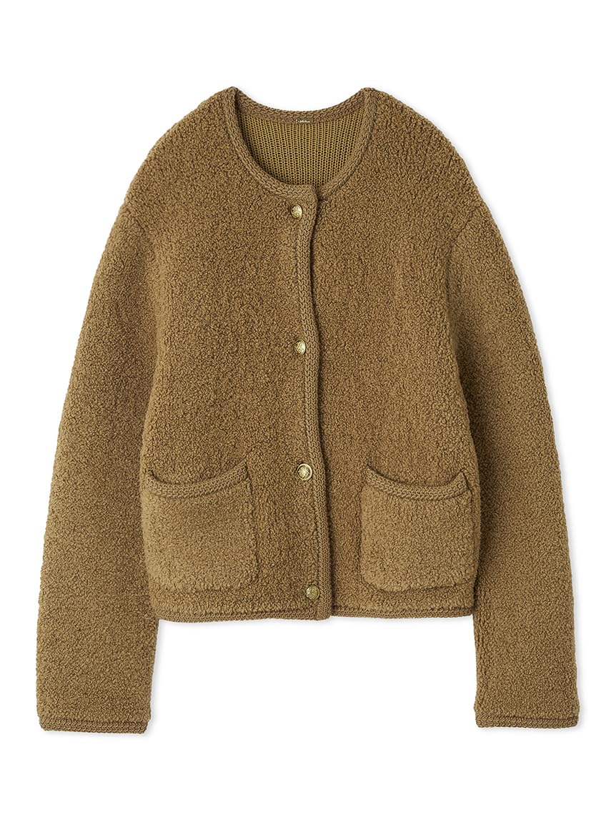 【Mila Owen(ミラオーウェン)】金釦ムートンライクボアニットカーディガン 金釦ムートンライクボアニットカーディガン(カーディガン)｜トップス