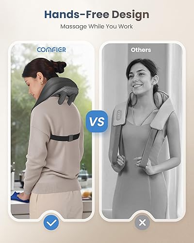 Miniatura 3 de COMFIER Masajeador de cuello Shiatsu elegible por la FSA con calor para tejido profundo, masajeador eléctrico de hombros y espalda para aliviar el