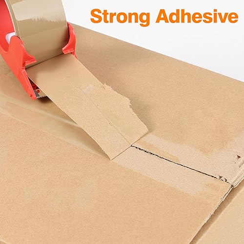 Miniatura 4 de Cinta de embalaje marrón 6 rollos Cinta de embalaje resistente con 1 dispensador - 2.5mil x 1.9 cm x 60Y Cinta de embalaje de adhesivo fuerte para