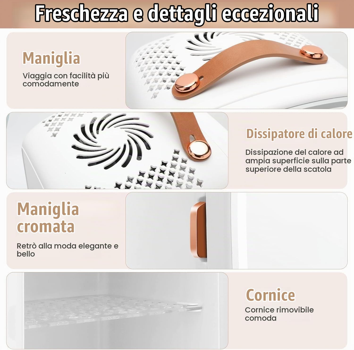 KFO Frigorifero portatile a specchio di bellezza con illuminazione a LED, Mini frigorifero portatile da 6 litri per trucco, 6 litri / 8 lattine 3 LED Mirror Light Mode
