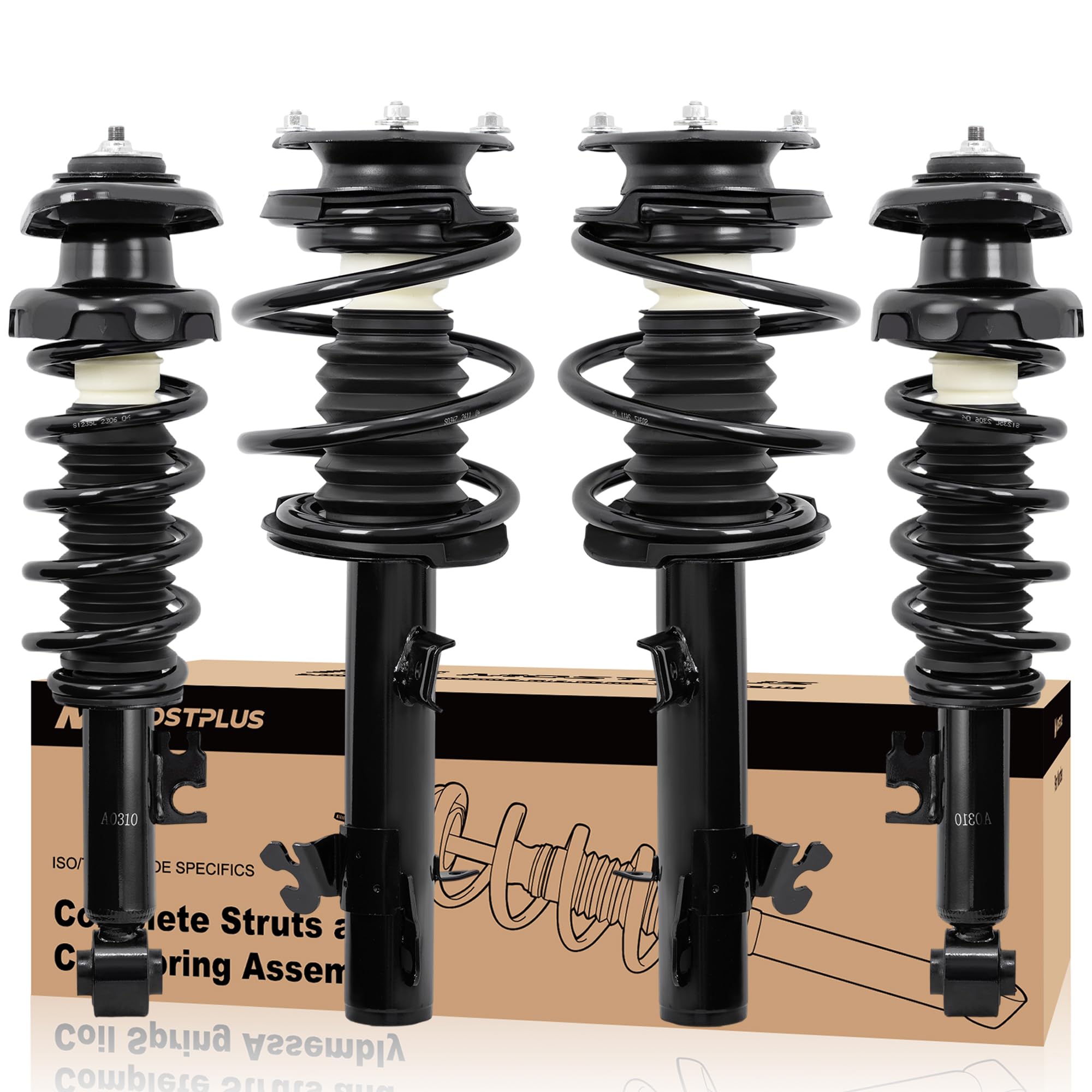 MOSTPLUS Front and Rear Struts Complete Assembly Compatible for 2002-2006 Mini Cooper 1.6L Struts w/Coil Spring Assembly Shocks Absorber 172266 172265
