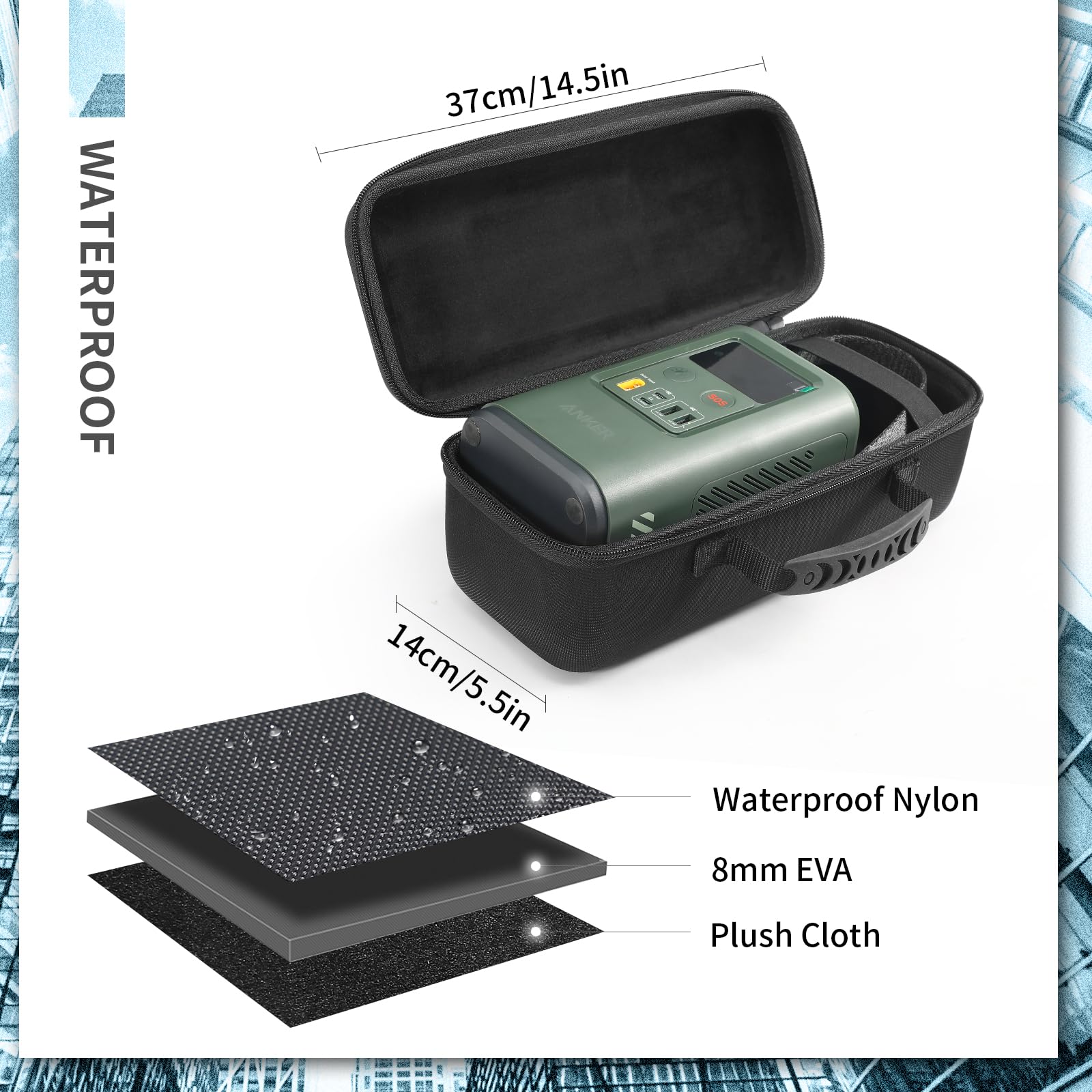 OUKNAK Hard Travel Case Replacement for Anker Power Bank, EVA Protective Travel Case Carrying Bag for Anker Prime Power Bank (For 60,000mAh)