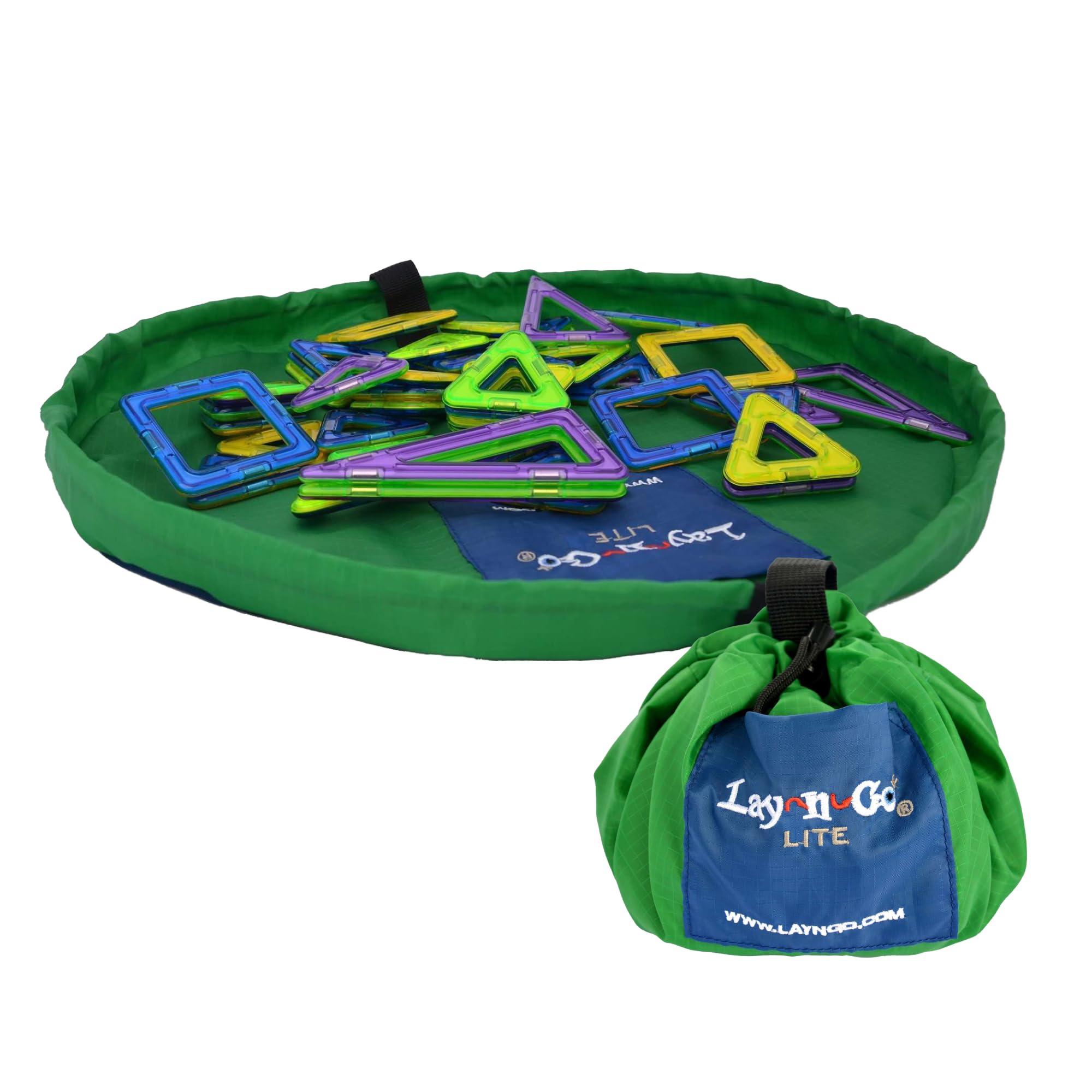 Lay-n-Go 2-in-1 Small Portable Drawstring Toys Storage Organizer and Play Mat for Room and Travel, Made for Kids and Toddlers with a Durable Patented Design
