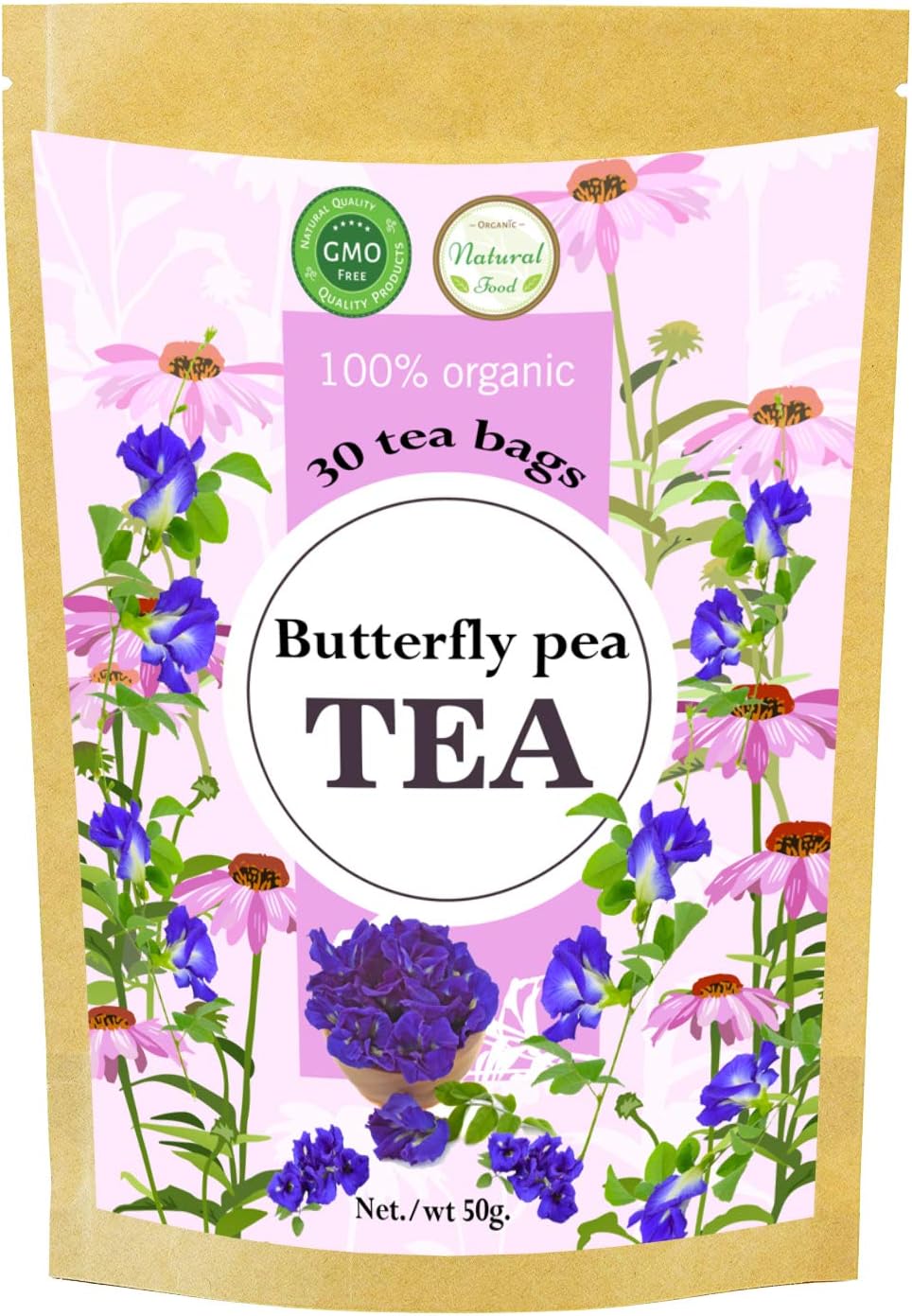 Flower dried tea premium Butterfly pea Tea bags Blue Colour