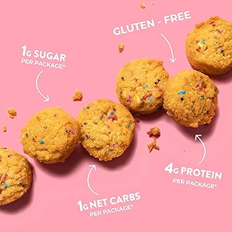 Highkey Low Carb Birthday Cake Mini Treats - Keto Snack Pack Gluten Free Muffins Sweet Low Carb Bread Bites Healthy Snacks Adults Kids Sugar Free Diabetic Soft Baked Treat, 2 Oz (Pack of 6)