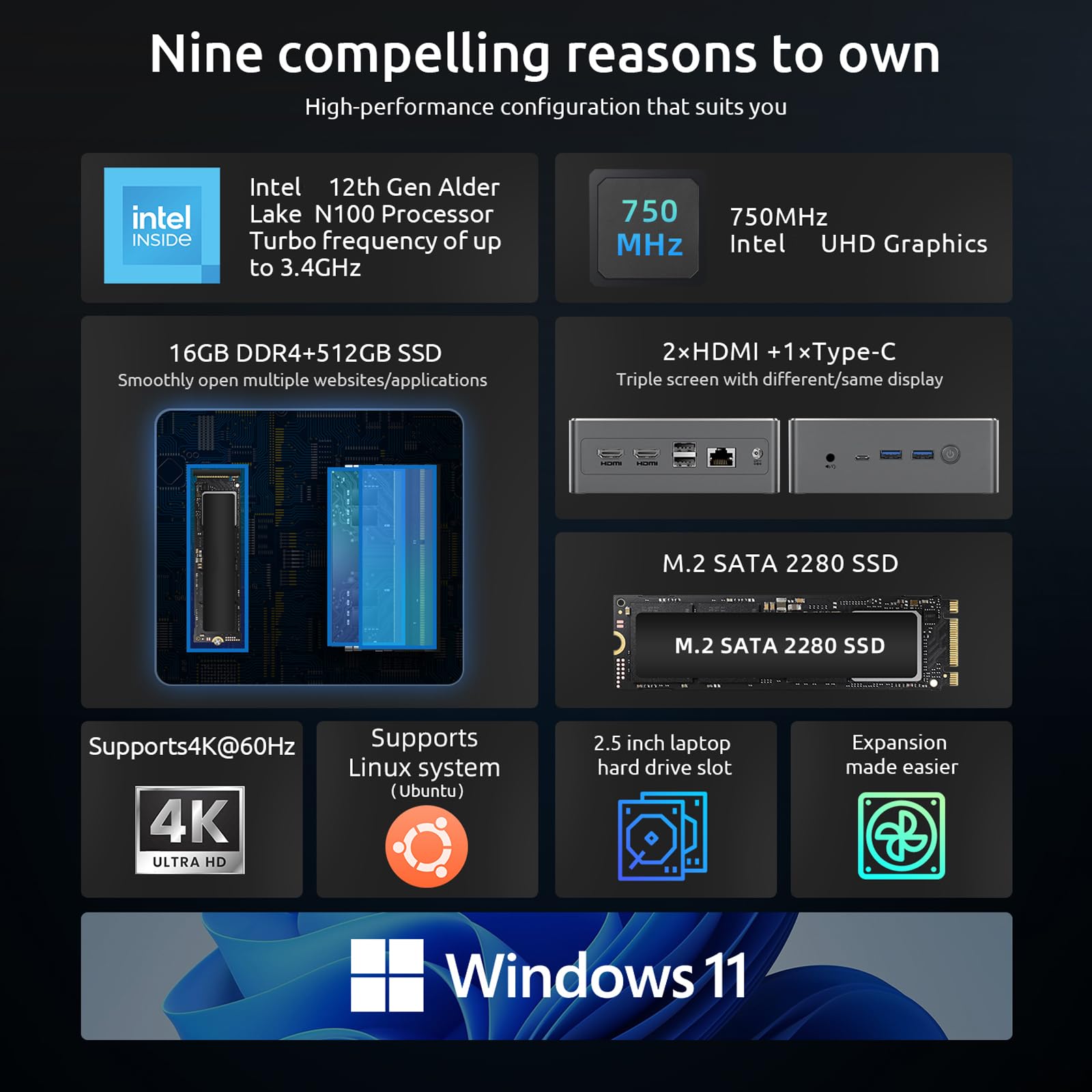 Amazon.com: Bmax B4 Plus Mini PC Intel N100(up to 3.4GHz) 16G DDR4