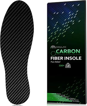 Carbon Fiber Insoles, 1 Piece Fit W12.5-13/ M11.5-12