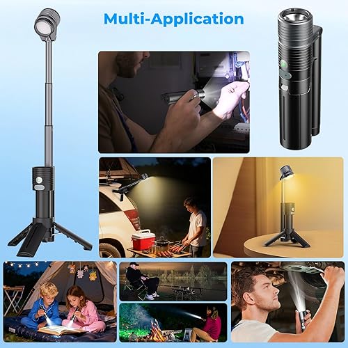 Miniatura 5 de AsFrost Linterna mini luces de campamento, 4500 mAh recargable LED brillante luz de campamento, lámpara doble de 180 , 8 modos de luz, linterna