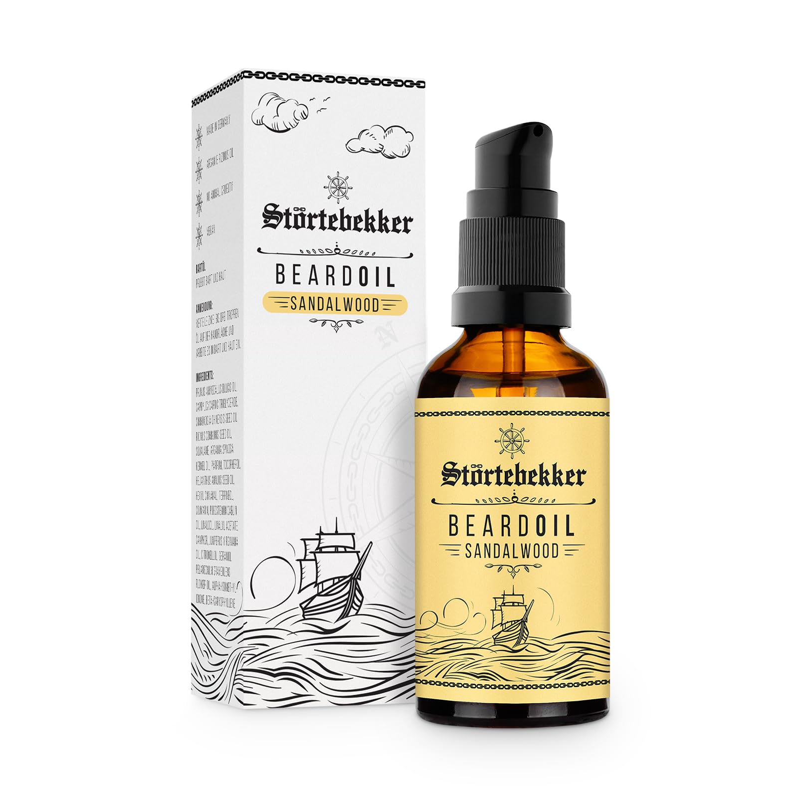 Störtebekker® Premium Anti Juckreiz Set - Hochwertiges Bartpflege Set für Männer - mit Bartöl Sandelholz, Bartbalm, Bartbürste, Bartshampoo - tägliche Bartpflege gegen Juckreiz - Geschenkidee Herren