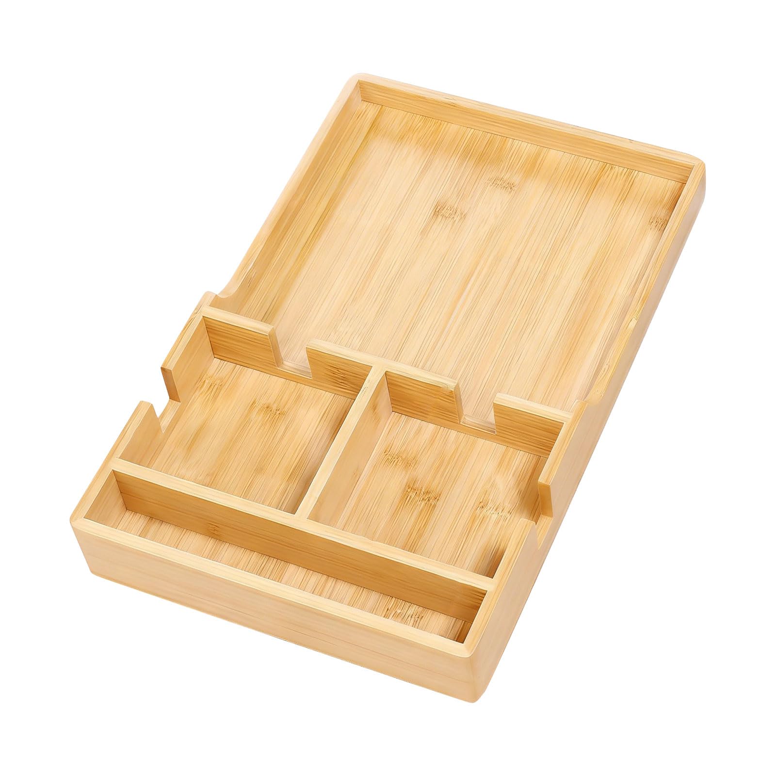 Kalttoy Sturdy Wooden Food Tray with Divided Compartments for Secure Sofa Snacking Ideal for Movie Divided Tray