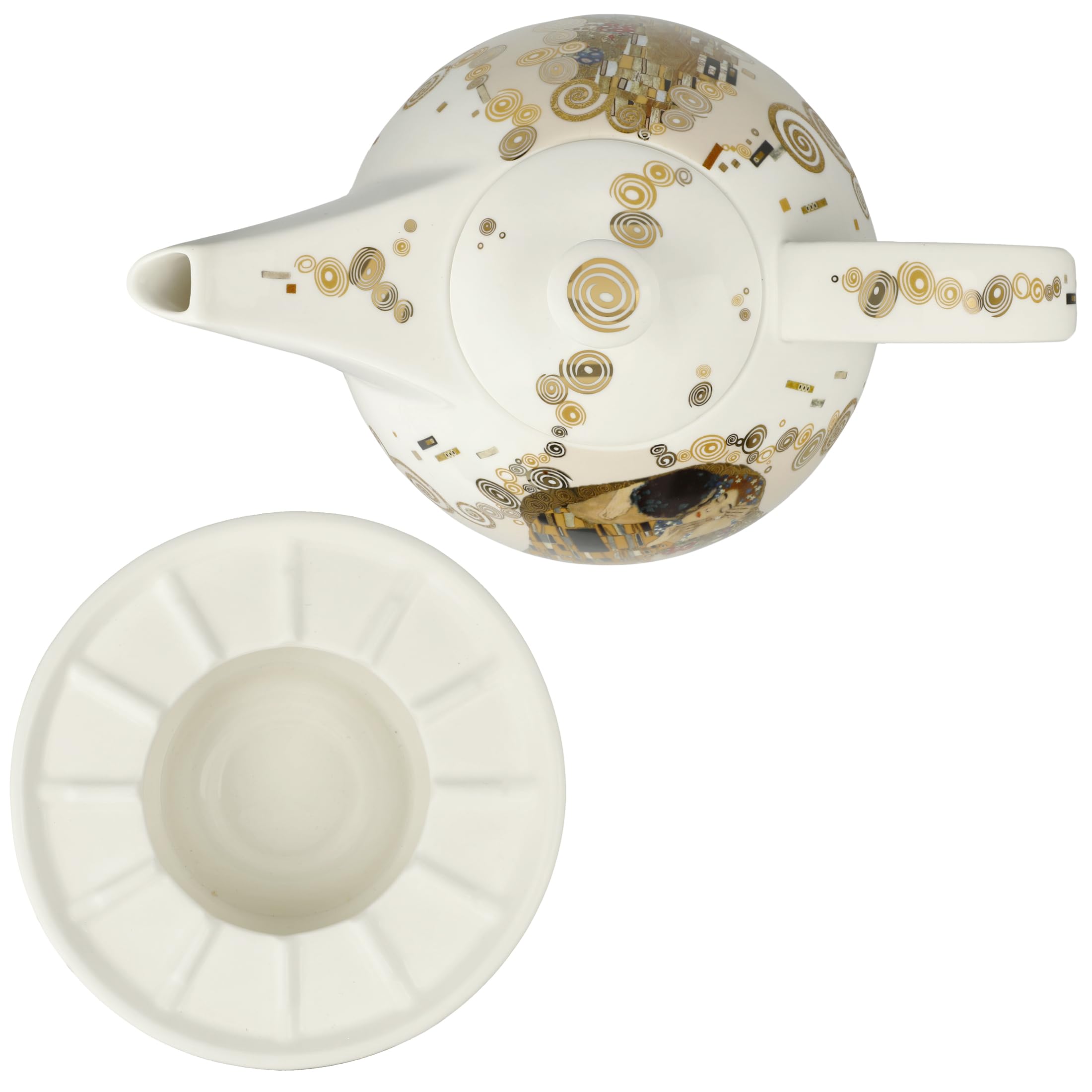 Goebel Teekanne mit Stövchen Artis Orbis von Gustav Klimt aus Porzellan,Größe: 25,x16,5x20 cm, 67-013-61-1
