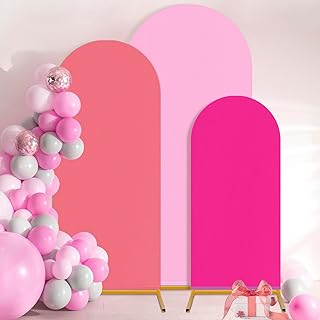 SmoothNovelty 3 Pcs Wedding Arch Backdrop Cover 4ft/5ft/6ft Spandex Arch Backdrop Stand Cover Fitted Arch Cover for Round Top Chiara for Wedding Birthday Party Ceremony Decoration(Vivid Color)