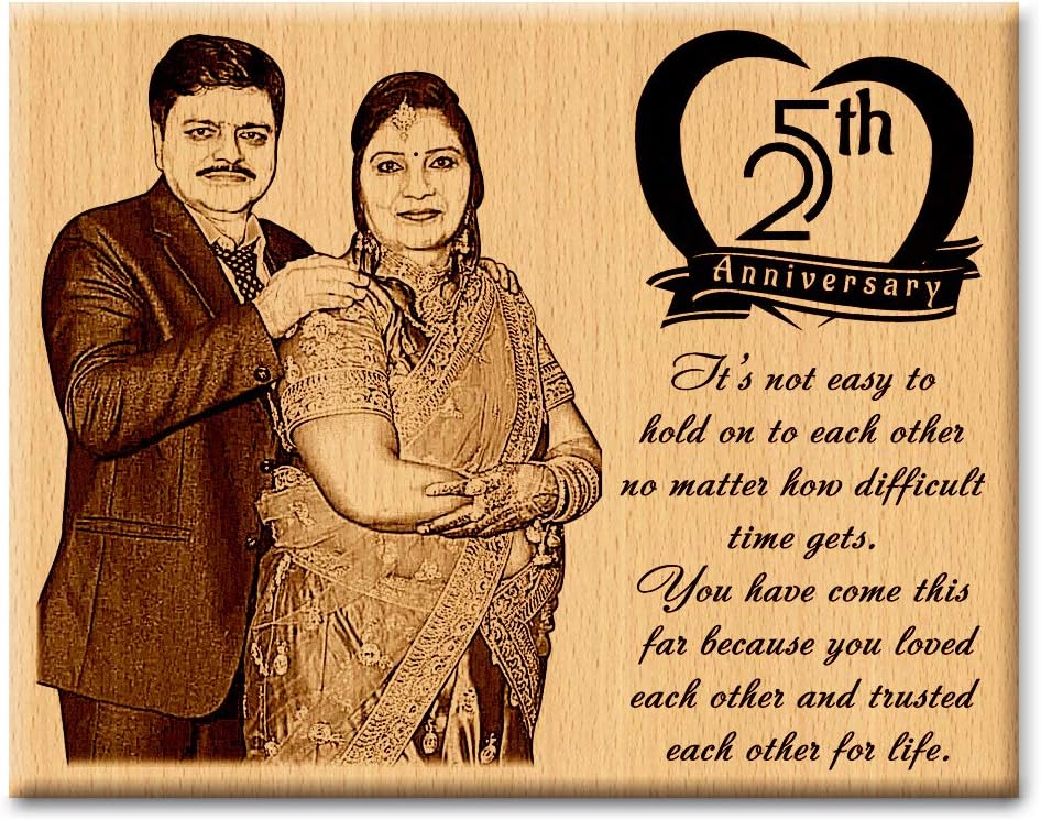 Incredible Gifts India 25th Wedding Anniversary Wooden Photo Frame Gift for Couple (10x8-inch), Wall Mount