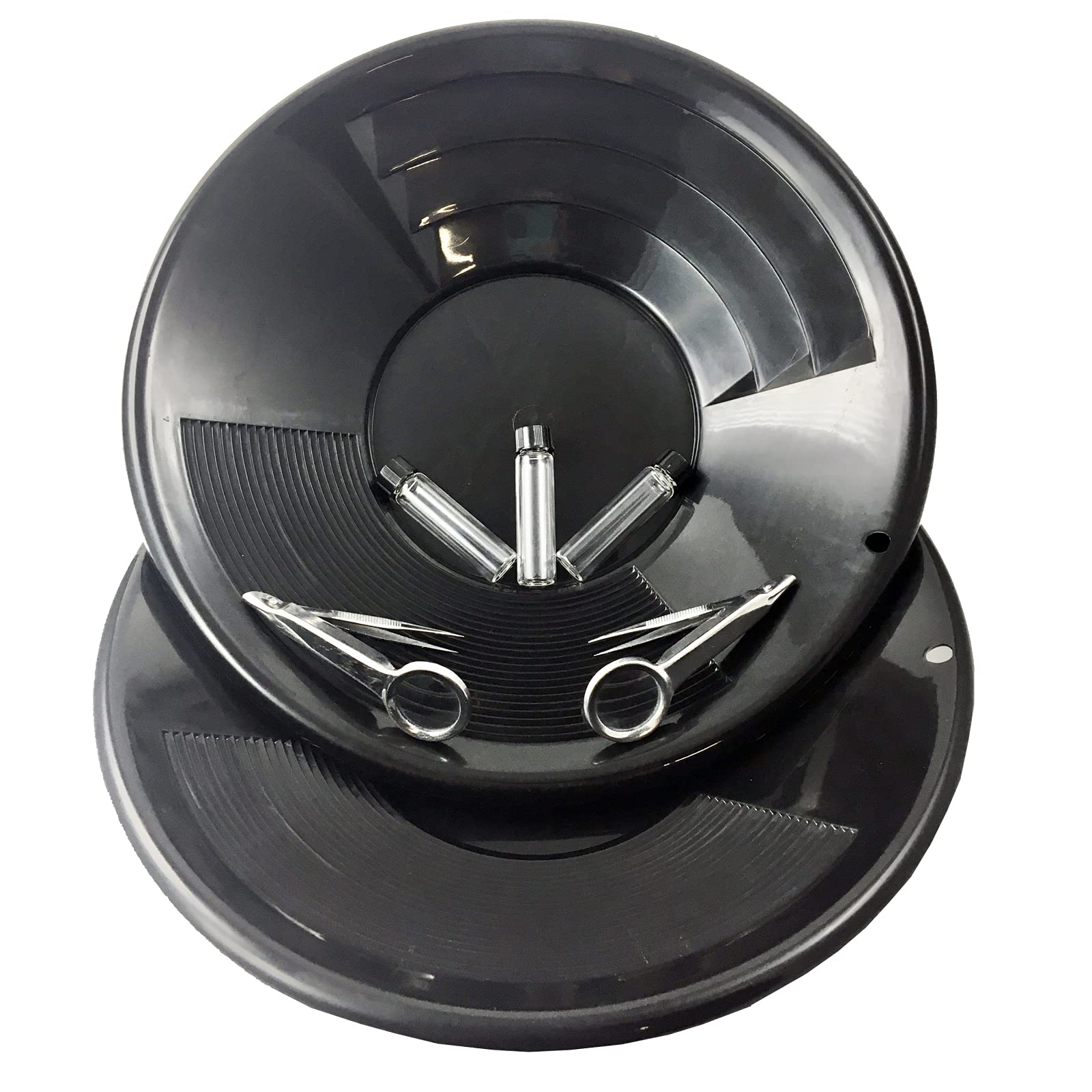 ASR Outdoor 7pc Black Dual Riffle Gold Pan Prospecting Tools Gold Panning Kit