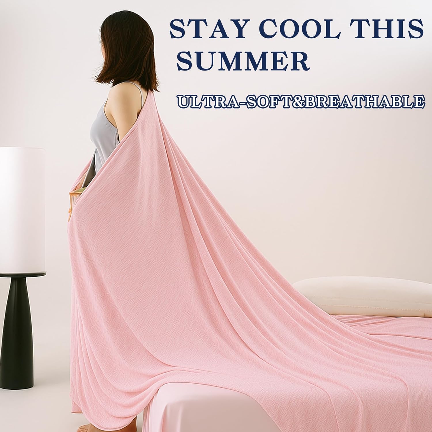 DOWNCOOL Cooling Blanket Queen Size, Pink Summer Blanket for Hot Sleeper and Night Sweats, Lightweight Soft Q-Max>0.4 Arc-Chill Cool Blanket - Image 6