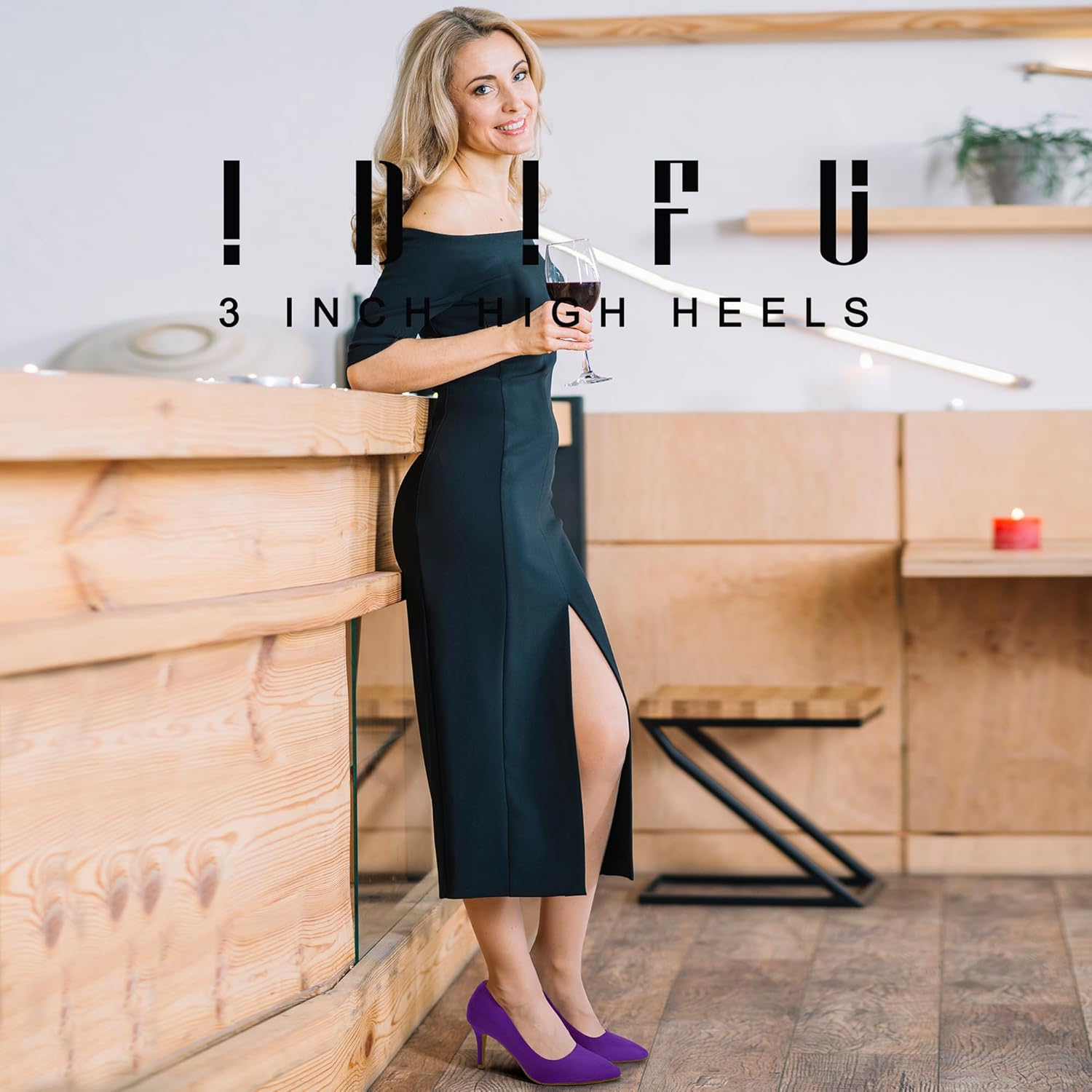 IDIFU IN3 Women's Classic Pointed-Toe Pumps Inch Heels For