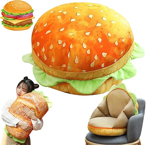 WUPKL Almohada de hamburguesa con queso, almohada de felpa de hamburguesa con queso, almohada de felpa de hamburguesa con queso para poner la