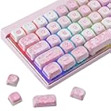 Tsungup Keycaps-Pink Cherry Blossom MOA Keycaps,Cute Sakura Custom Keycap Set 133 Keys PBT Dye Sublimation Shine Through Keyboard caps for Cherry Gateron MX Swithes Mechanical Keyboard