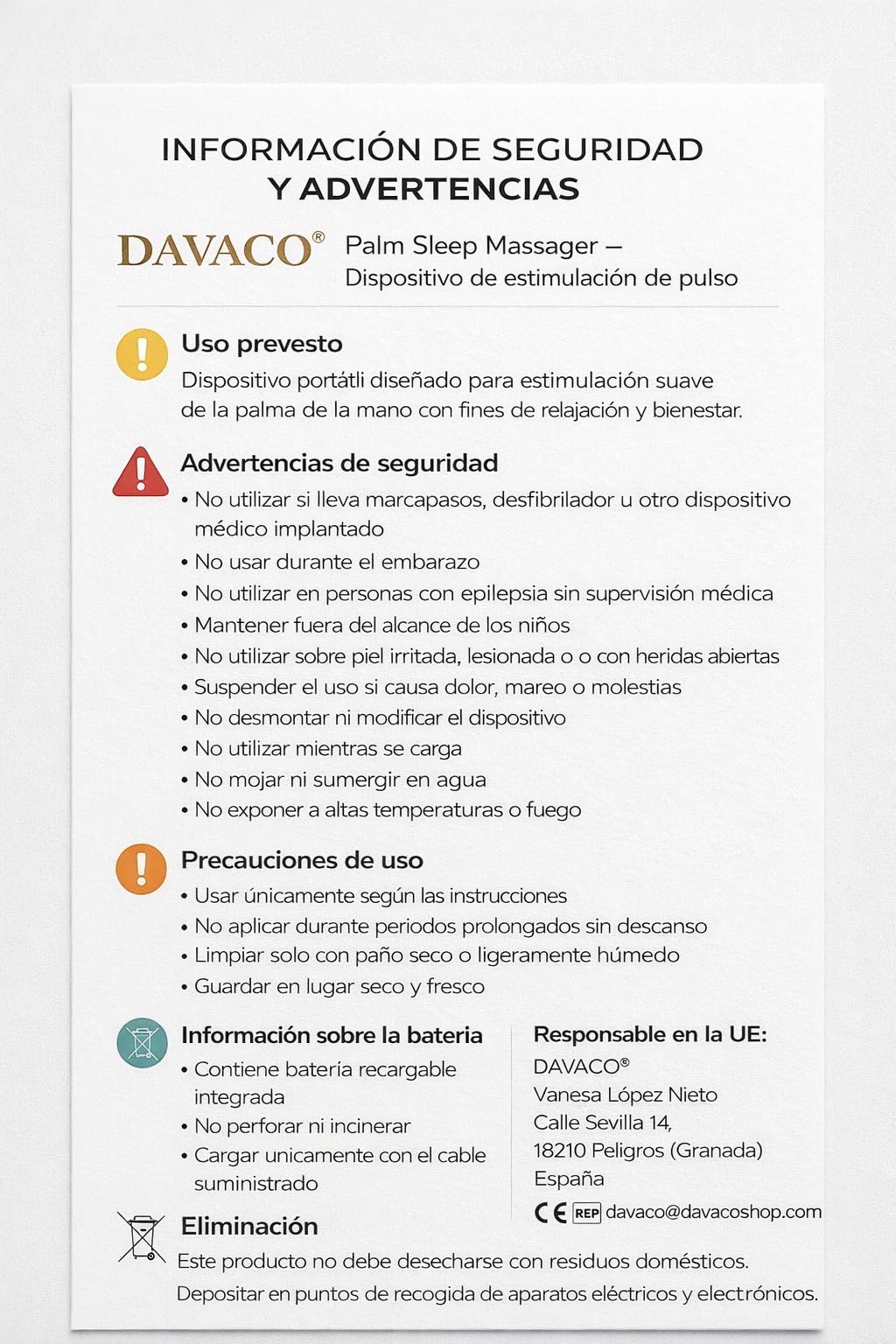 Dispositivo para Dormir y Relajarse, Masajeador de Mano EMS Antiestrés | 20 niveles de intensidad, modos Sleep y Excited, correa ajustable, autoapagado y formato portátil