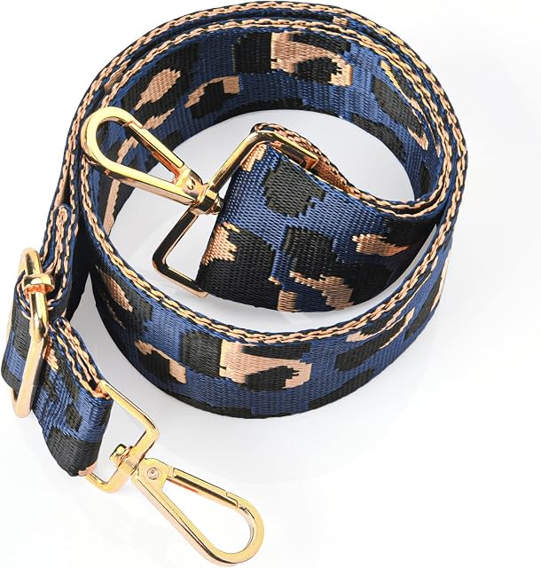 olyee Wide Shoulder Strap,Adjustable Replacement Belt Guitar Style Cross Body Handbag Purse Strap(Dark Blue Leopard)