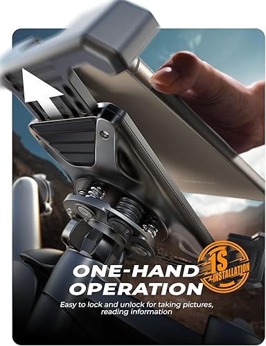 Miniatura 4 de LISEN Soporte de teléfono para motocicleta, bloqueo rápido 1S 100 mph militar antivibraciones, soporte de teléfono para motocross, abrazadera