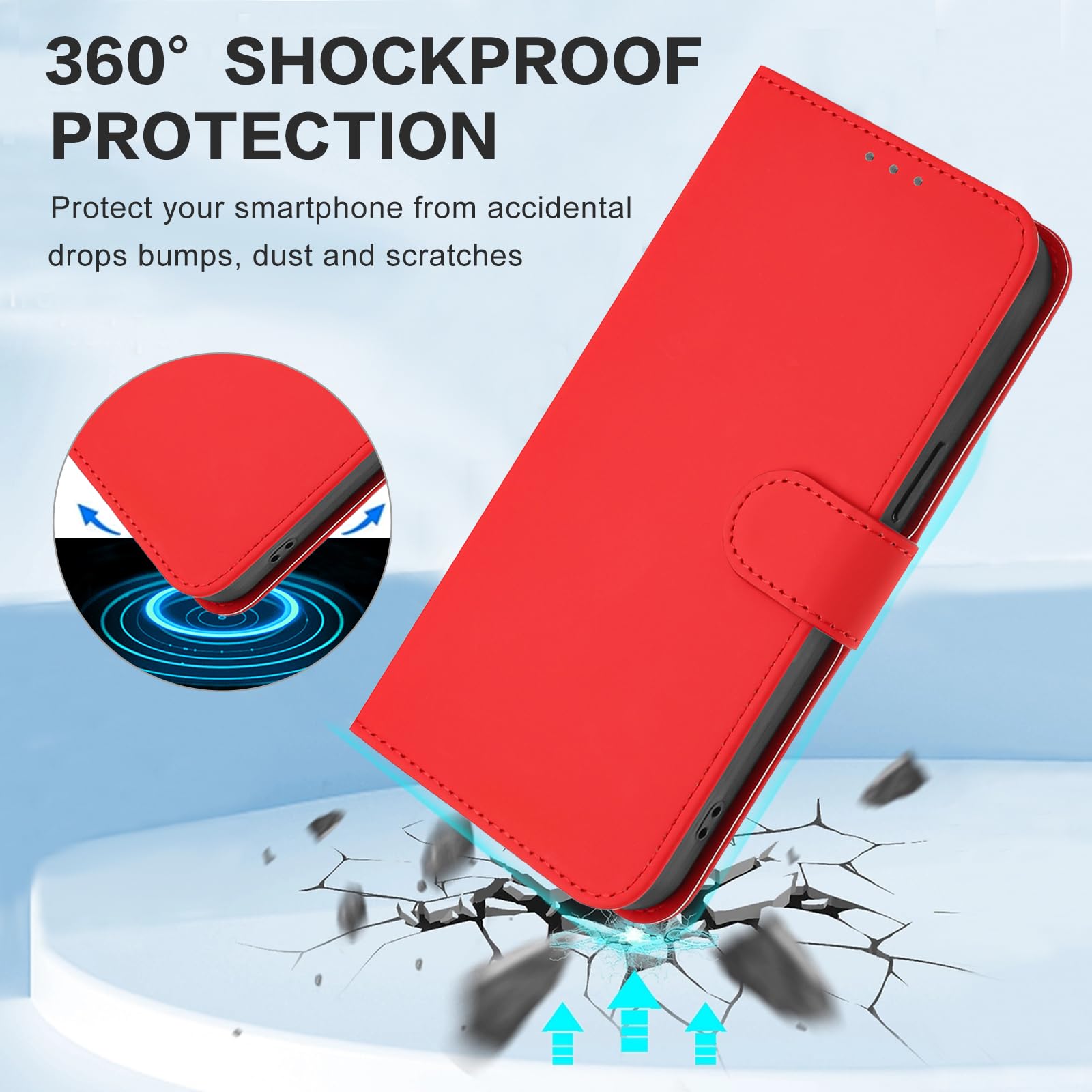 Cover per iPhone XR, Custodia a Libro in PU Pelle [Slot Carte] Premium Flip Caso Portafoglio, Antiurto Wallet Case Cover per iPhone XR (Rosso)