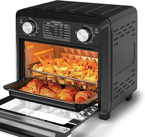 Horno tostador compacto de 2 rebanadas de 11 cuartos de galón con menús de referencia, horno de encimera de convección de 1500 W, tiempo y