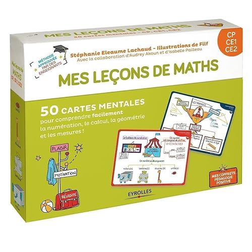 Mes leçons de math CP, CE1, CE2: 50 cartes mentales pour comprendre facilement la numérotation, le calcul, la géométrie et les mesure. 1 livret explicatif