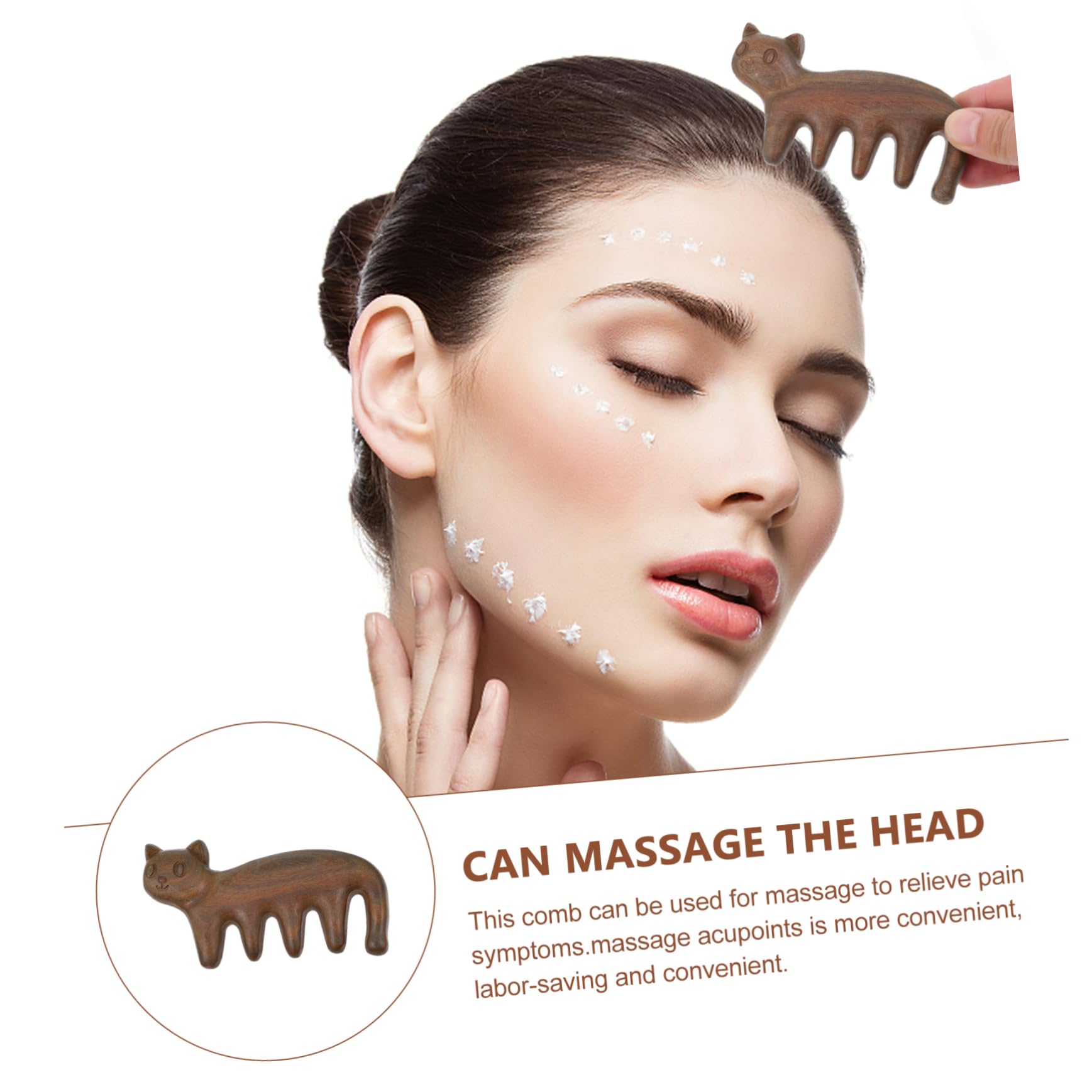 FRCOLOR 1pc Kitten Green Sandalwood Comb Tools Creative Massage Comb Shampoo Scalp Massager Handheld Massagers Facial Massager Scraping Scalp Comb Massagers Handheld Comb Body