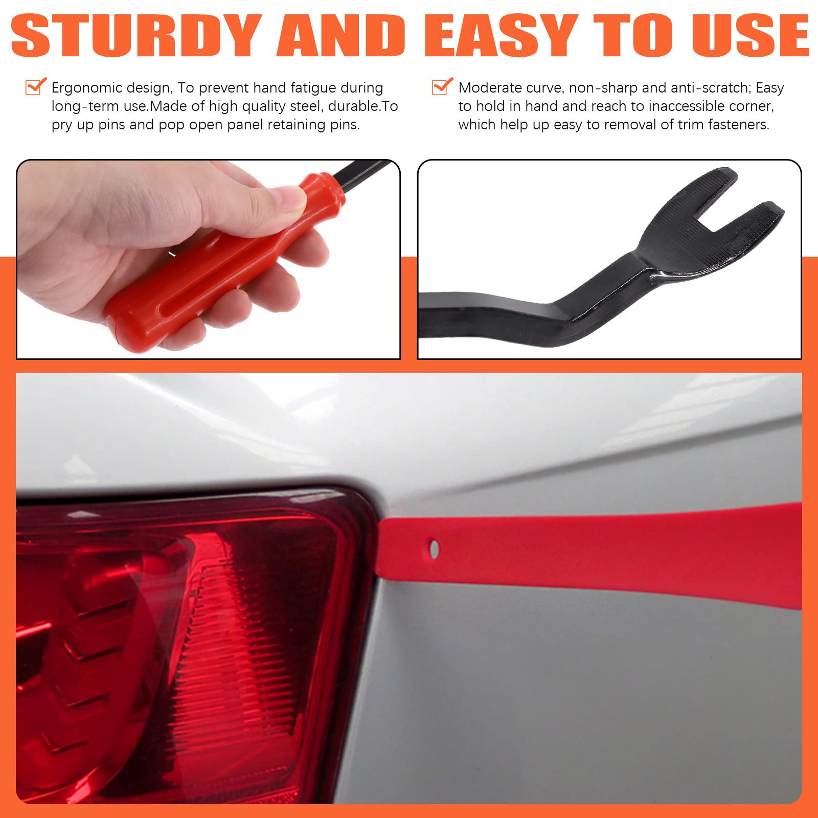 Tanstic 13Pcs Auto Trim Removal Tool Kit, Plastic No-Scratch Pry Tool Kit, Car Interior Trim Removal Tools, Fastener Remover - Image 4