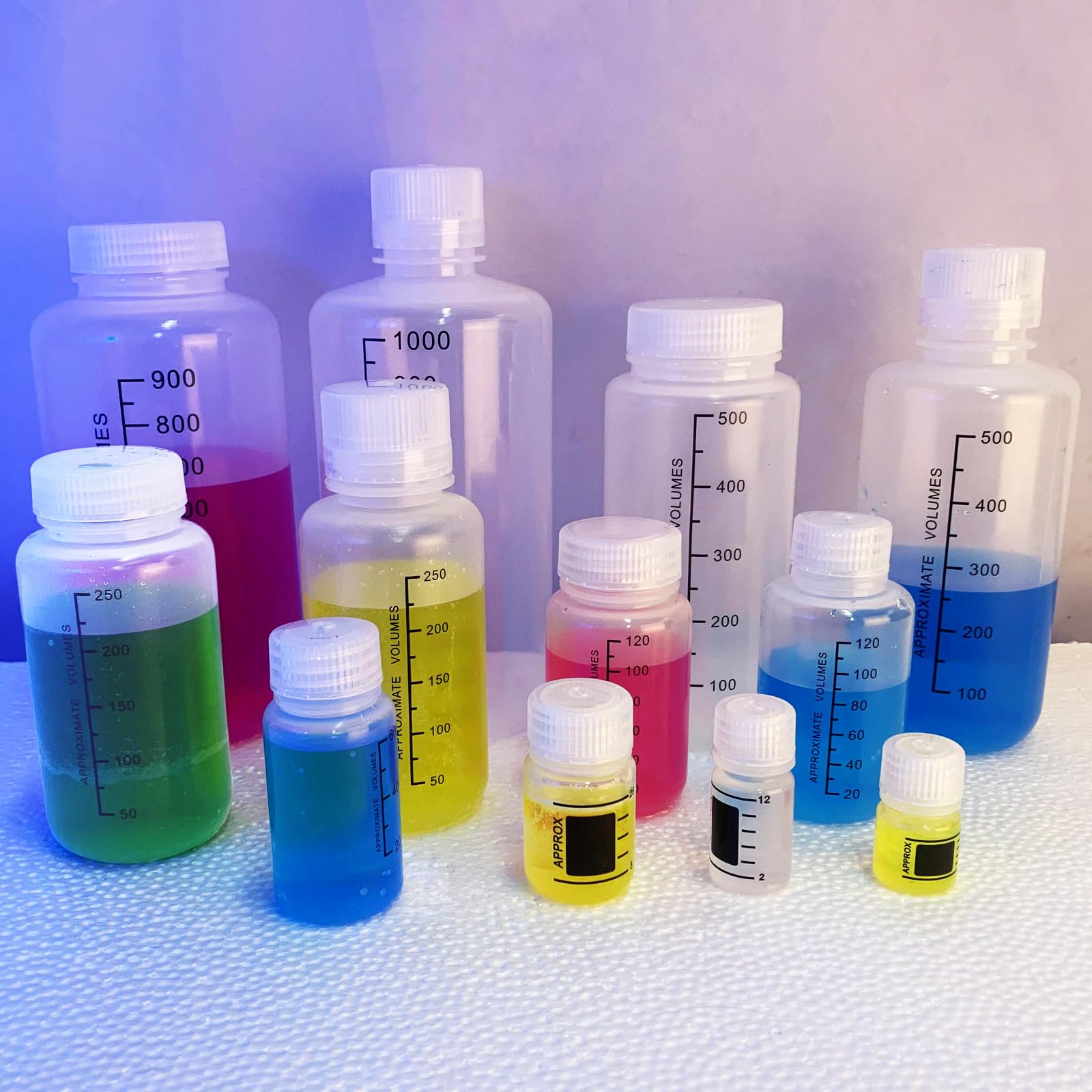 Reagenzflasche aus Polypropylen in Laborqualität, mit breiter Öffnung, starrer Kunststoff, mit Schraubverschluss und Abschlussfeiern, entworfen für Laboratorien(500 ml breite Öffnung, 6 Stück)
