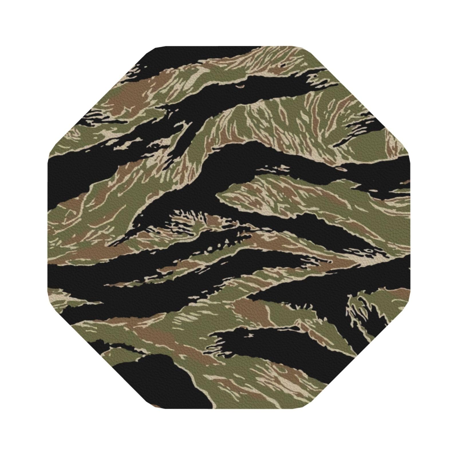 Tiger Stripe PU Leather Coasters Set of 6 Octagon Drink Coasters