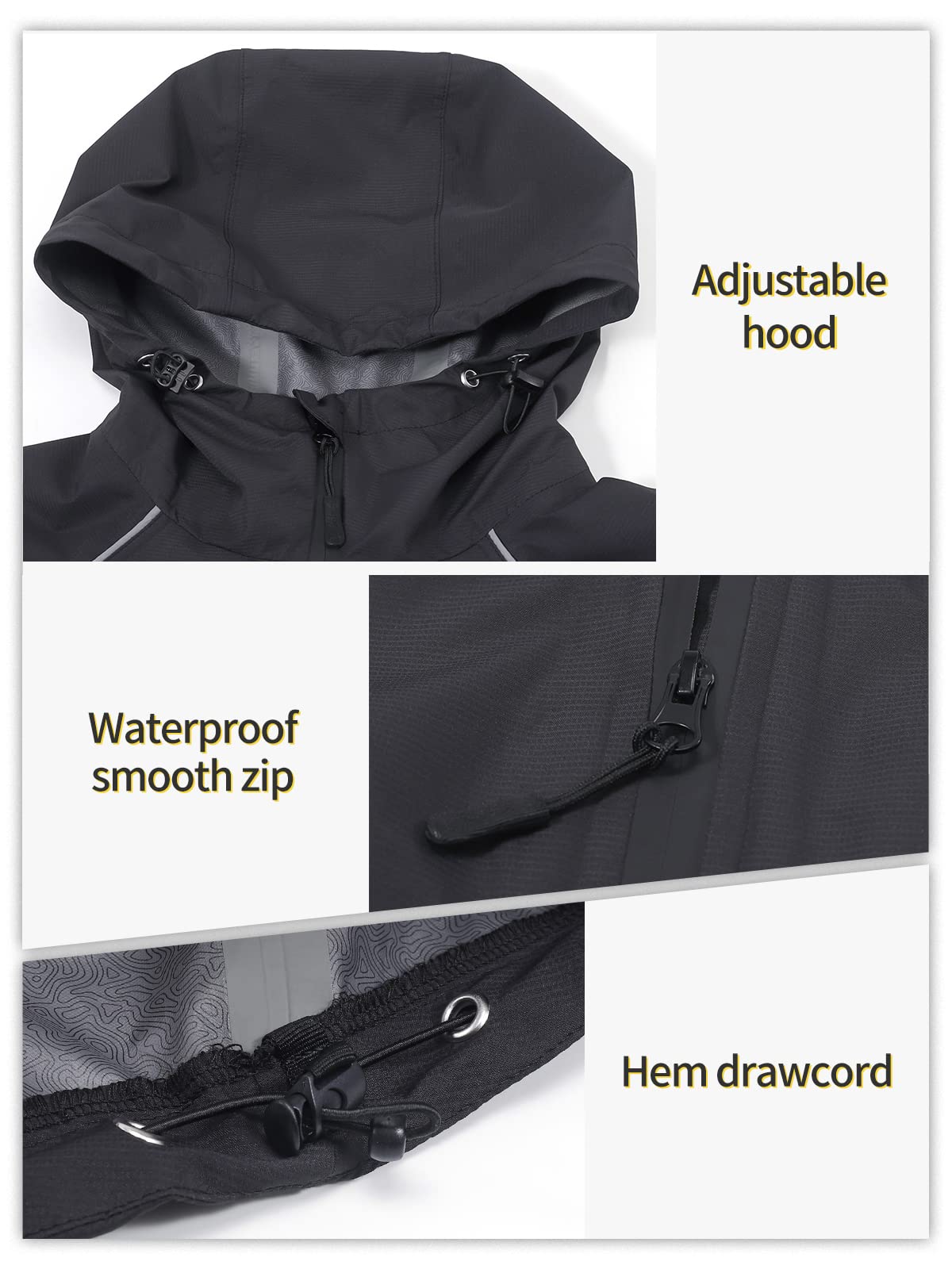 BERGRISAR Cortavientos Chaqueta de Ciclismo Running para Hombre con Capucha Impermeable Transpirable Ligero