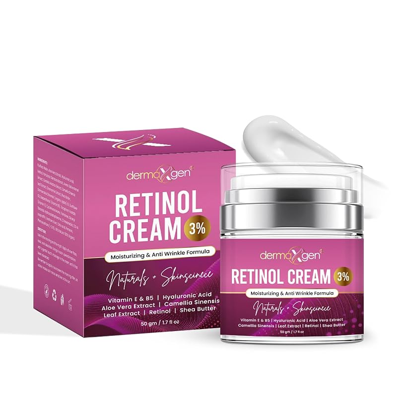 DERMAXGEN Creme facial com retinol 3%, ácido hialurônico, manteiga de karité e aloe vera