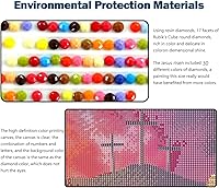 Vista 3 de JesMolla Kit de pintura de diamante redondo completo 5D por números para adultos, kits de pintura de diamantes redondos de taladro completo, kit