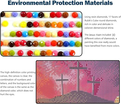 Miniatura 3 de JesMolla Kit de pintura de diamante redondo completo 5D por números para adultos, kits de pintura de diamantes redondos de taladro completo, kit de
