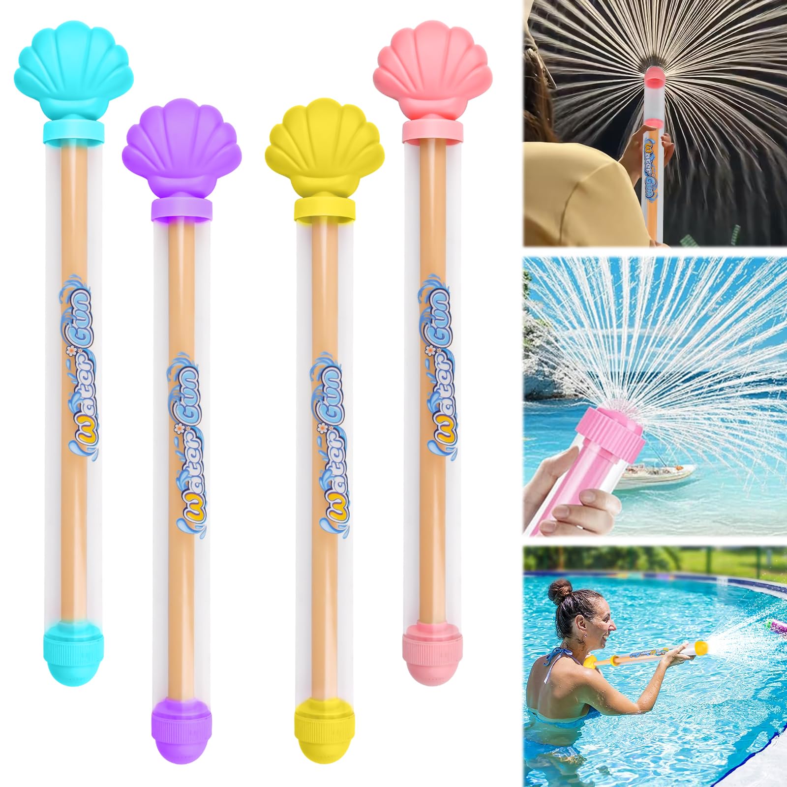 4PCS Firework Water Gun, Fireworks Water Pistols for for Kids & Adults, Water Firework Spray Toys High Pressure Pull-Out Water Blaster for Pool Beach Backyard Summer Water Fight