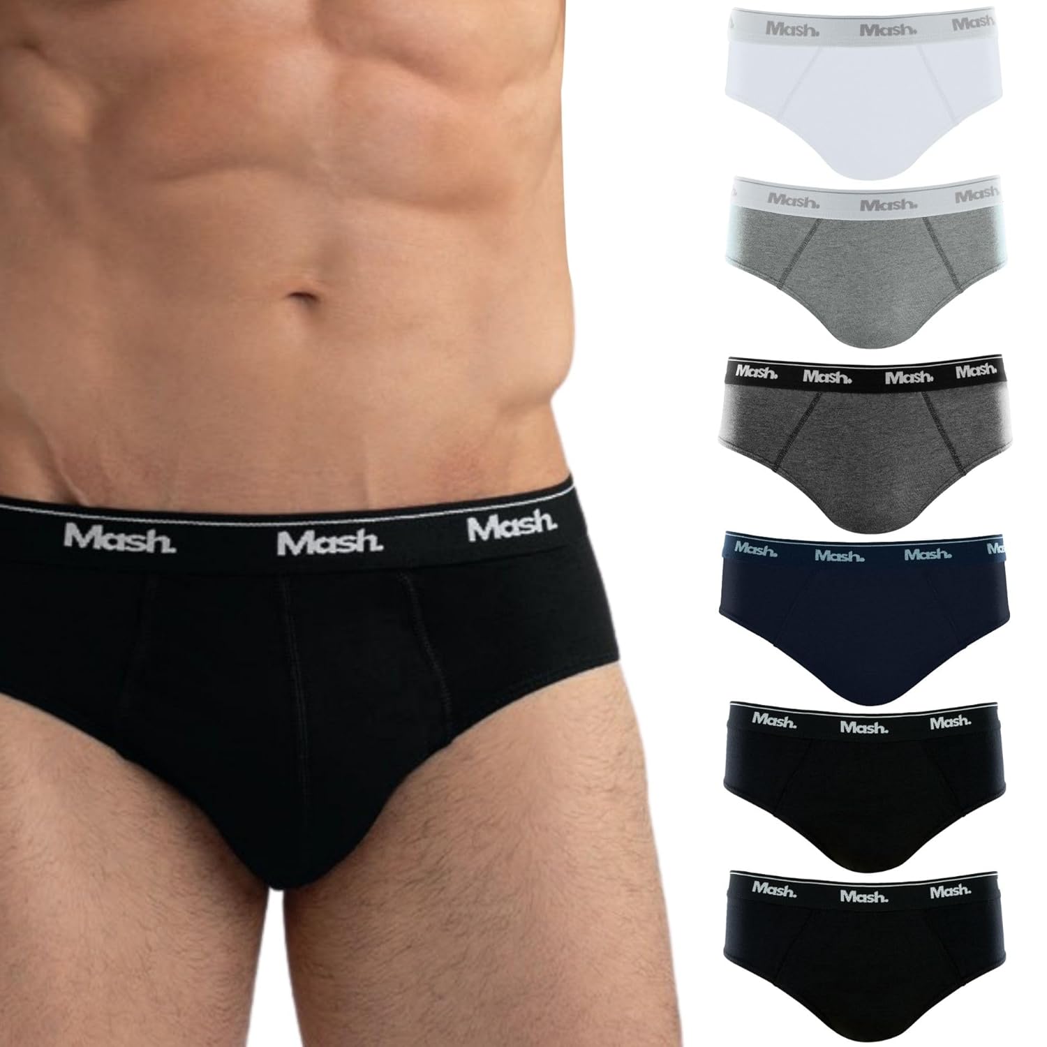 Kit 6 Cuecas Mash Slip Algodão Cotton Hipoalergênica Masculina