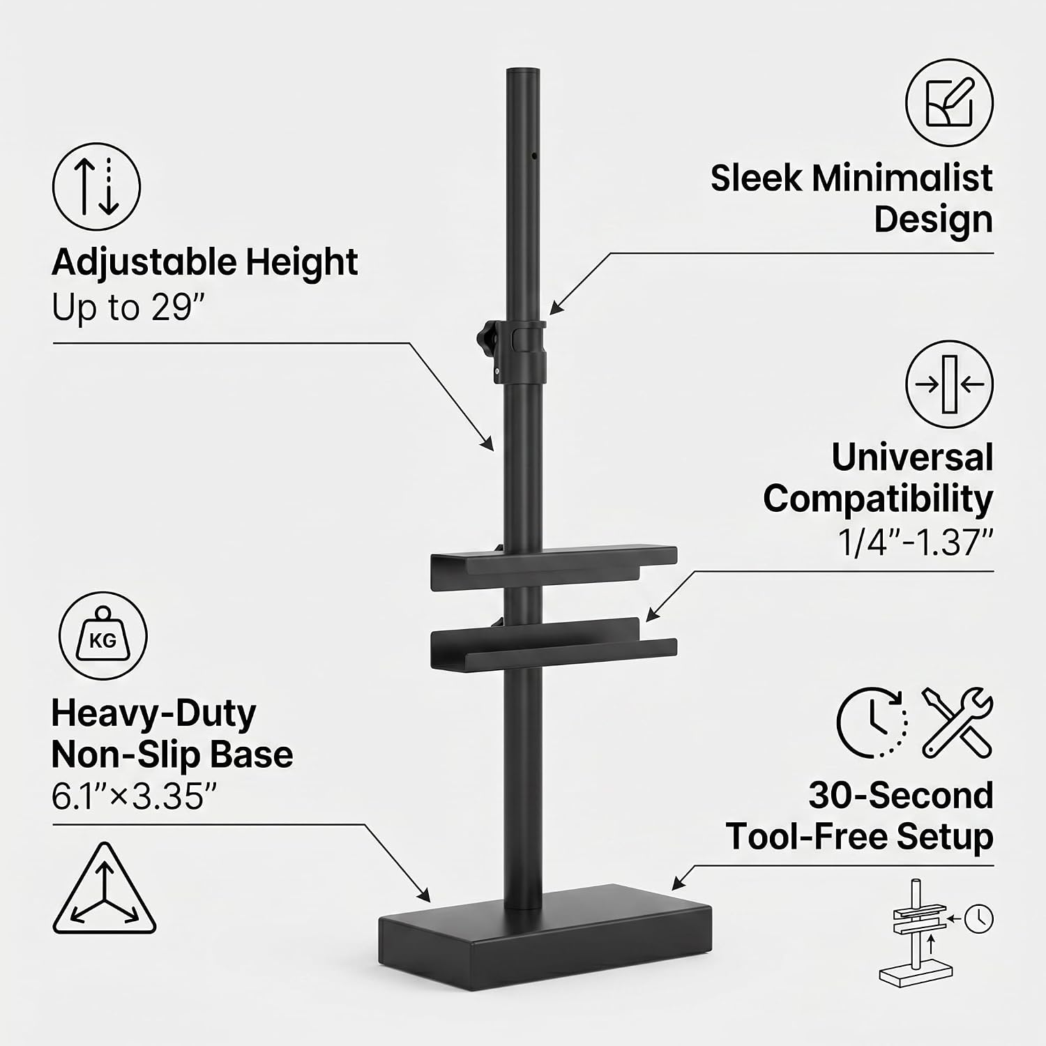 Adjustable Tabletop Easel Stand for Picture Frames, Heavy Duty Metal Display Holder for Art, Photos, Signs, Plates, Posters, Books & Certificates, Black